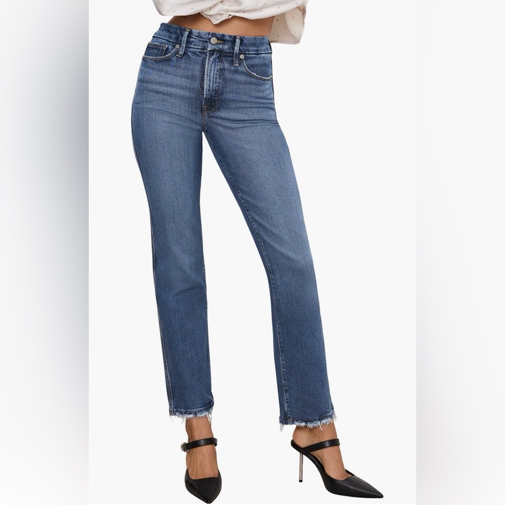 Good American High Waist Ankle Straight Leg Jeans, size 10/30